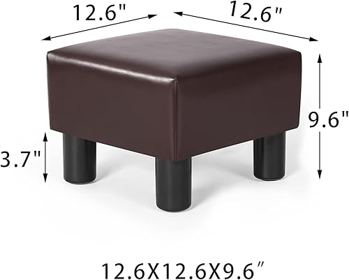 Miniatura 3 de Adeco Reposapiés otomano cuadrado pequeño de 13 pulgadas, moderno reposapiés acolchado suave, taburete pequeño para sala de estar, oficina (piel