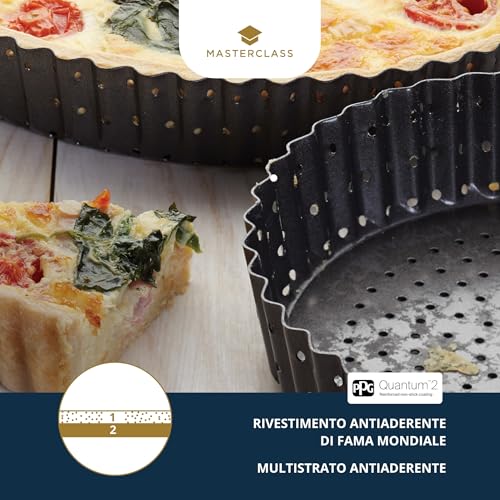 Kitchen Craft Master Class - Teglia Rotonda da Forno Antiaderente per Cucinare flan/Quiche croccanti e morbide, Colore: Grigio, Grigio, 25 cm - immagine 6