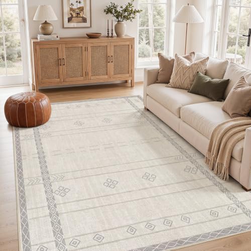 Image of cotiled 6x9 Area Rugs for Living Room: Boho Washable Rug for Dining Room