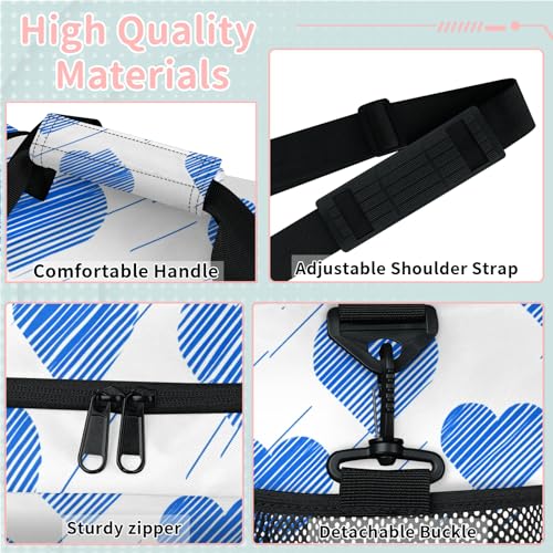 Love Graffiti Blue Travel Duffel Bag Weekender Overnight Bags for Women Men Foldable Waterproof Tote Bag with Trolley Sleeve3