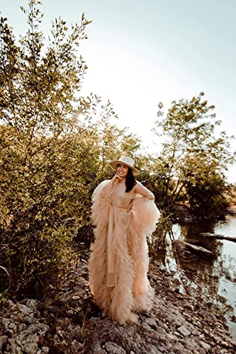 Image of BATHGOWN Sexy Illusion Long Lingerie Tulle Robe Nightgown Bathrobe Sleepwear Bridal Robe Wedding Scarf
