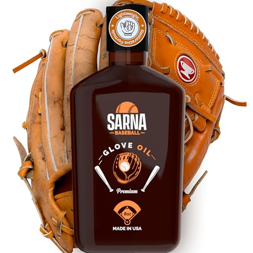 SARNA BASEBALL Glove Oil, 8 Oz – Break in Faster & Soften Leather Without Grease – Lanolin-Based Formula Helps Prevent Deterioration – Leather Oil for Gloves & Mitts Made in USA