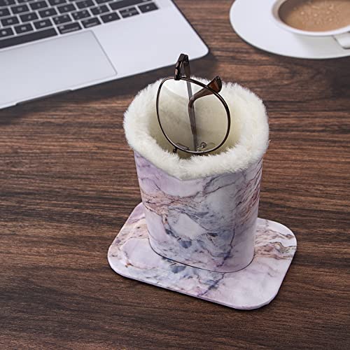 Image of 2 Pcs a Set, Plush Lined Eyeglasses Holder Stand Case Protective Glasses Case for Desks