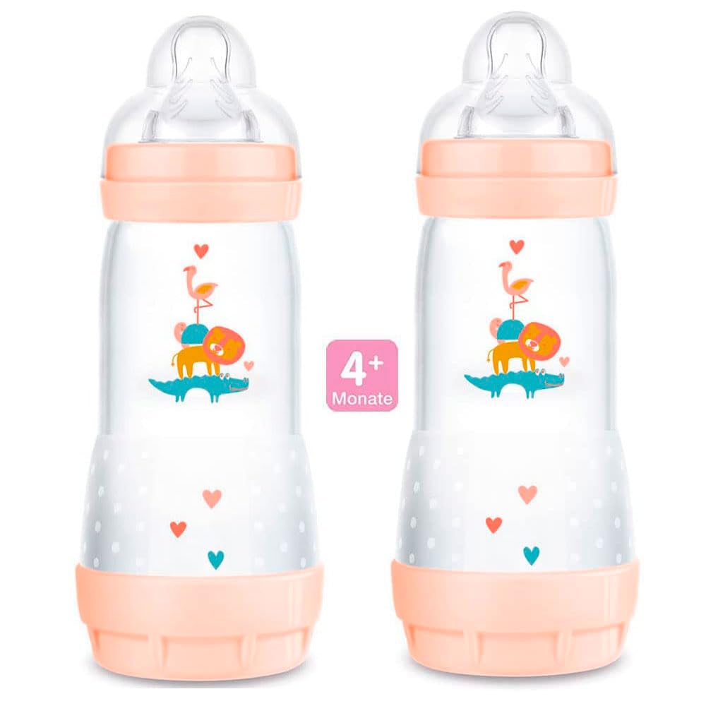 MAM Biberon Anti-Coliche 260 ml Confezione da 6, Girl Mix conciuccio, dimensione 1 dalla nascita, MAM panni igenici, 24 pezzi