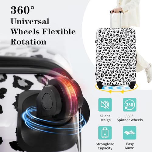 Hardshell Luggage Sets 3 pcs Spinner Suitcase with TSA Lock Lightweight-20+24"+28" Luggages （Black+White Leopard）3
