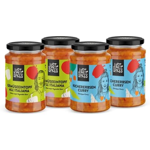 Just Spices Bio Ready To Eat Meal I 4er Veggie-Kennenlern Set I Fertige Gerichte - schnell lecker und einfach essen Cover