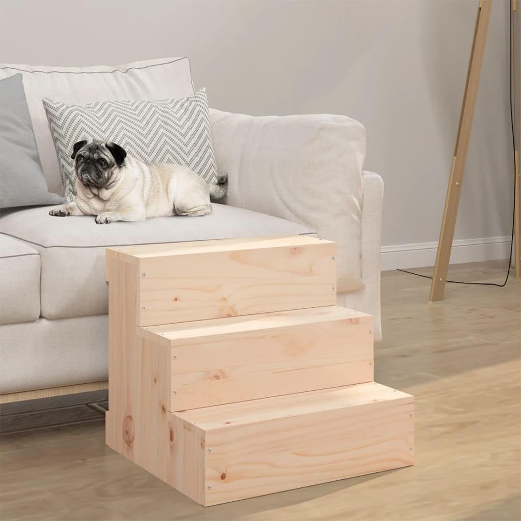Scaletta per animali domestici, 40 x 37,5 x 35 cm, in legno di pino massiccio, ausilio stabile per cani e gatti, pieghevole, antiscivolo, adatta per divano, letto, auto, anziani e cuccioli