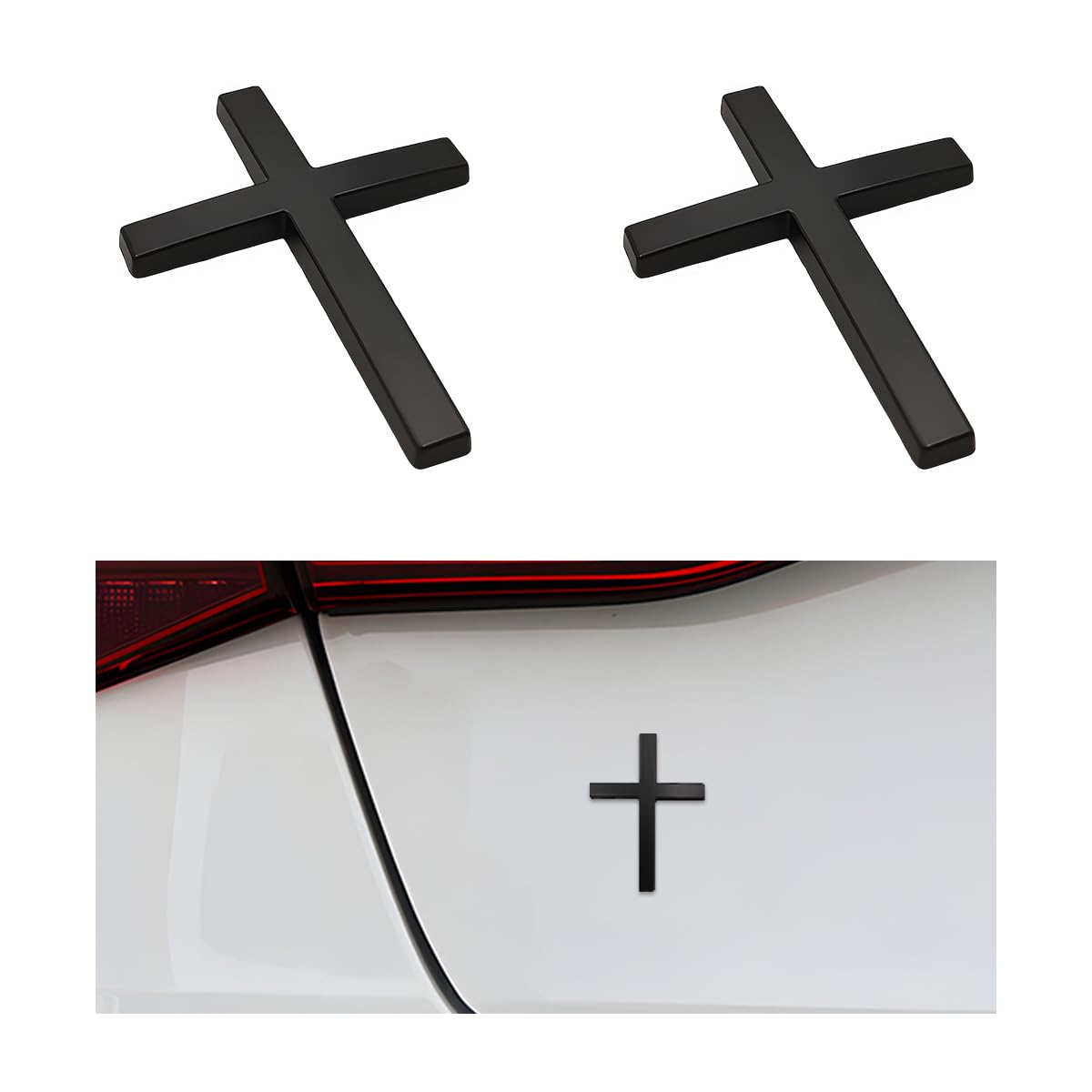 2x Metal Jesus Kreuz Auto Aufkleber - 3D Design 4,5x6,3cm Rot
