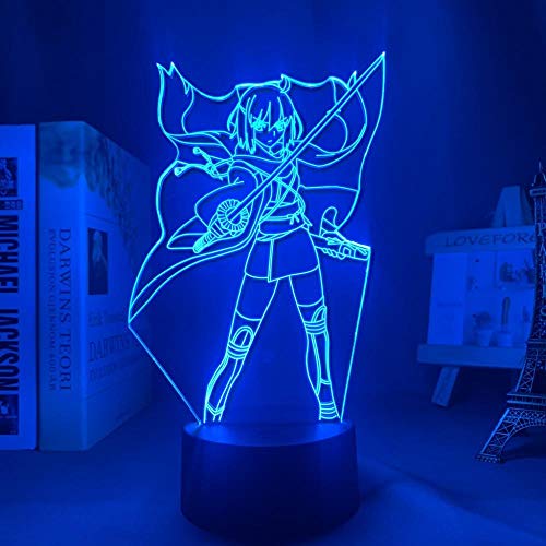 Anime Figura Lámpara Destino Okita Souji Led Noche Luz para Dormitorio Decoración Nightlight Cumpleaños-Control Remoto Cover