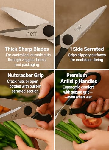 Image of Heff Kitchen Scissors, Black, Stainless Steel, 8 Inch