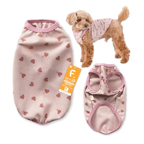 ダックス ワッフル ハート柄 タンクトップ 抜け毛対策 犬の服 フルオブビガー 6/ピンク DML