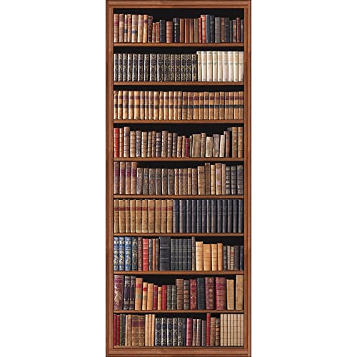 PLAGE Papier peint intissé Panoramique 250 cm X 96 cm, Décoration Murale, Collection de livres anciens, Photo d'une bibliothèque ancienne marron.
