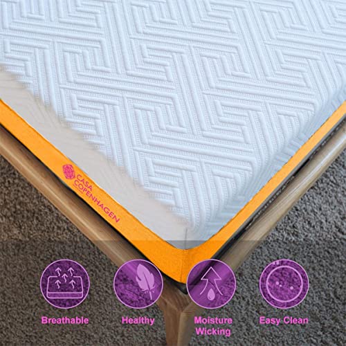 Image of Casa Copenhagen,Dual Memory Foam 6-Inch King Size Mattress 7 Years Warranty - 78x72x6 Inches, Dark Orange