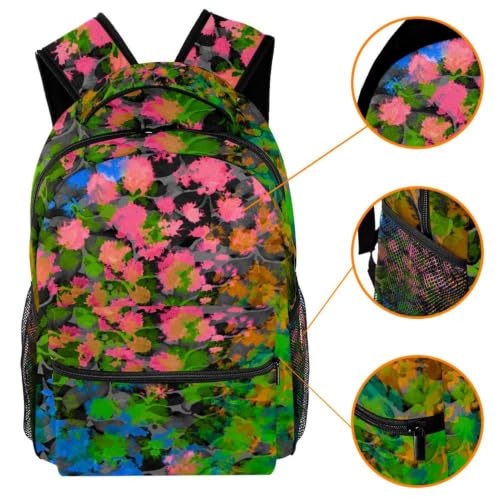 Mochila casual multicolor con estampado floral para notebook y libros de texto escolares 3