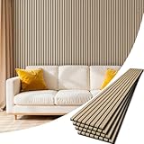 Vellorise Holzpaneele für die Wand, 239,8 x 32 cm, Akustikholzlamellen, Wandpaneel für Inneneinrichtung und Geräuschreduzierung, schallabsorbierende 3D-Strukturplatten, Eiche