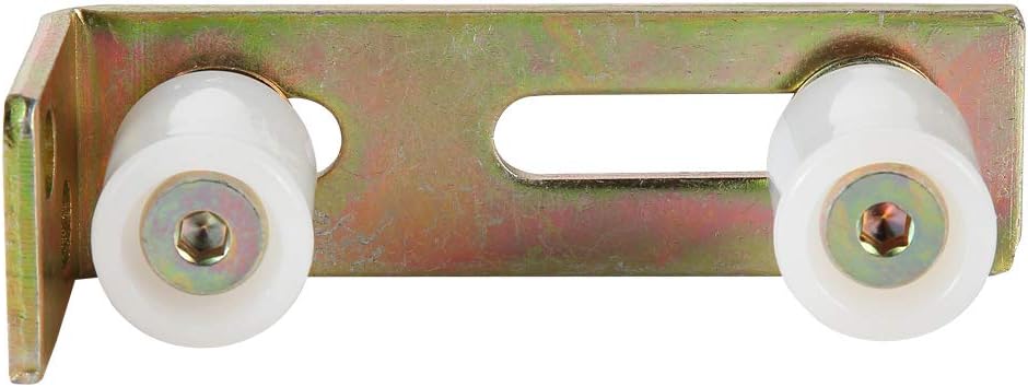 Skelang Slide Gate Guide Roller with L Post Bracket, Adjustable Dual Nylon Rollers Gate Assembly Support for Sliding Rolling Gates 2-5/16" Max Capacity, Pack of 2