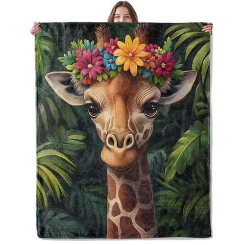 Floral Giraffe Blanket with Flower Crown