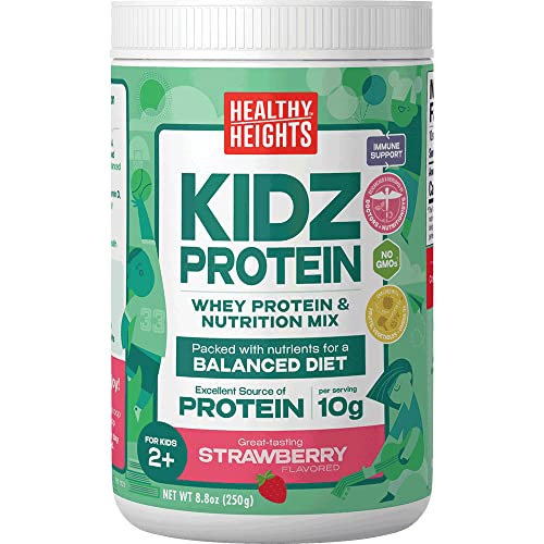 Healthy Heights KidzProtein Powder Shake Mix Canister (Strawberry) High Protein Nutritional Shake -...