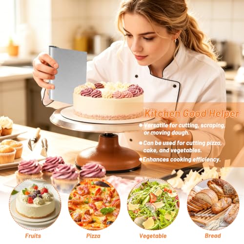 Midgreyeye 2 Stücke Edelstahl Teigschneider Mit Messskala Teigschaber Teigkarte Teigspachtel Schaber Küche Für Kuchen, Cake,Pizza, Torte… – Ansicht 5