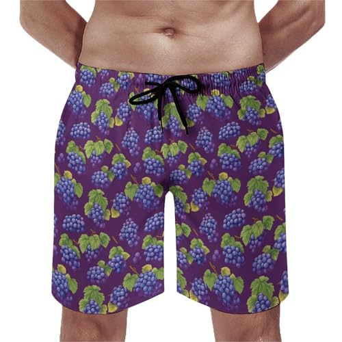 Grape Pattern Mens Swim Trunks Quick Dry Beach Swimming Shorts with Mesh Lining and Pockets