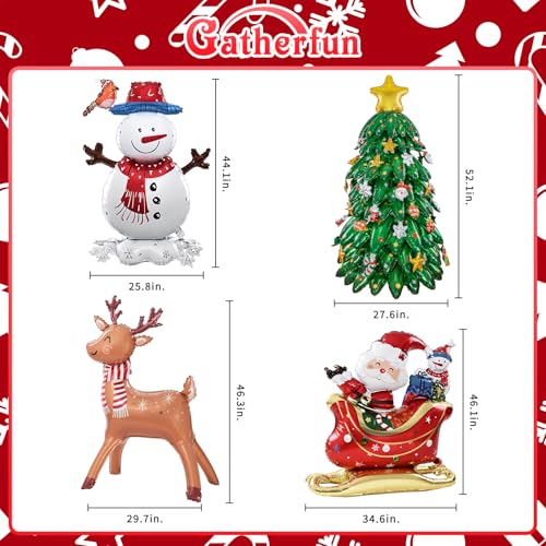 Image of Merry Christmas Party Decorations : Christmas Party Supplies with Santa Claus, Snowman, & Christmas Tree Balloons for Festive Holiday Celebrations