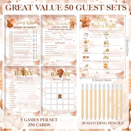 Image of Patelai 321 Pcs Brown Bearly Baby Shower Decorations We Can Bearly Wait Baby Shower Games 5 Sets Don't Say Games Serves 50 Guests for Bear Gender Reveal Barely Theme Party Supplies