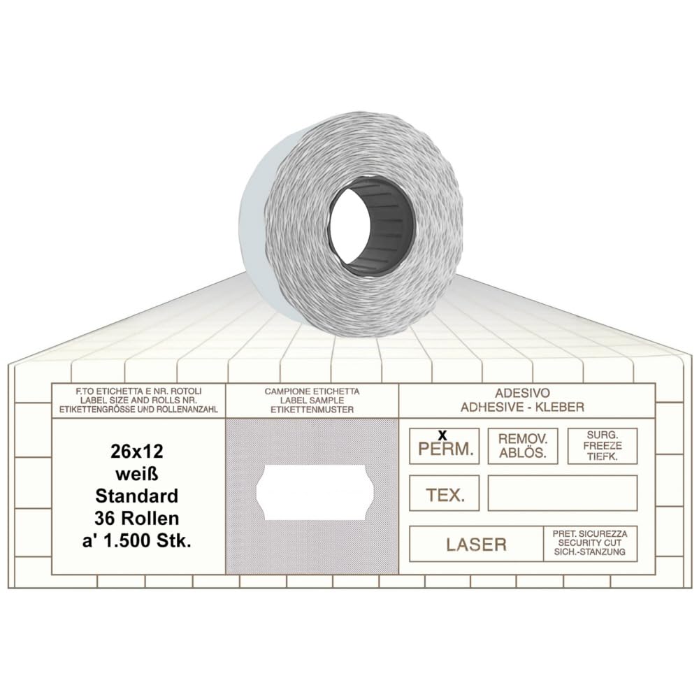 gebar - Auszeichner Set04 mit Printex A6 Preisauszeichner plus 54.000 Etiketten 26x12 mm und 1 Farbrolle