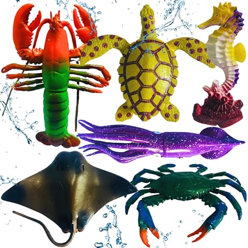 Image of Big Size Animals Toys for Kids Big Size for Kids 3+ Years 6PCs Fish Ocean Animal Toy Set Figure | Water Animals Birthday Gifts Water Ocean Animal Figurines Toys (Undersea Animal)