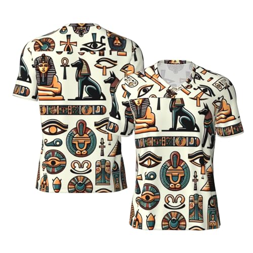 Stylish Athletic Sports Jersey Egyptian-Icon-Pattern Men's Rugby Jersey Xx-Large Black