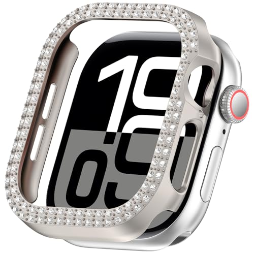 Miimall for Apple Watch 10 42mm ケース ダブルダイヤモンド キラキラ 超簿軽量 耐衝撃 装着簡単 アップルウォッチ10 対応 可愛い 傷防止 保護ケース Apple Watch Series 10 カバー 専用 42mm ス