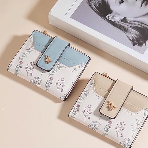 Women's Fashion Retro Printed Multi-card Slot Coin Purse Small Fresh Flower Double-sided Folding Zipper Wallet3