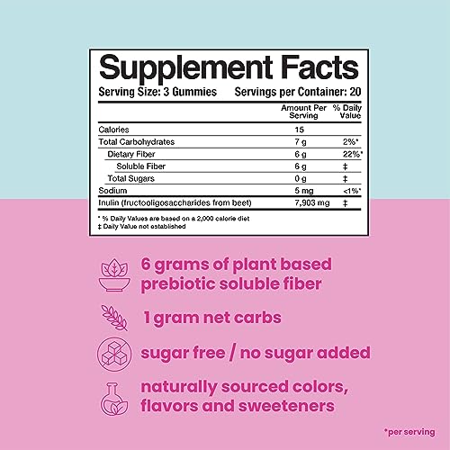 LaVie Fiber Gummies for Women, Pregnancy and Postpartum Sugar Free Gummies, Fiber Supplements, Plant Based Prebiotic Fiber, Fiber Gummy, Mixed Fruit Flavor, 60 Count - Image 6