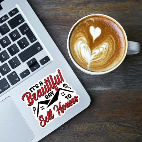 Image of Real Estate Realtor Sticker 8 Pcs (Large Size) Vinyl Stickers Laptop Waterproof Decal for Car Bumper Water Bottle Notebook Luggage Window Birthday Decorations - Size 4 Inches