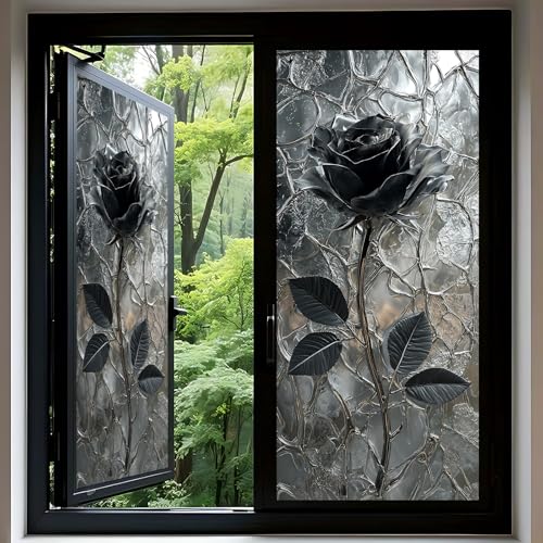 Vinilo Decorativo para Ventana Black Rose 17.51x39.37 pulgadas miniatura 4