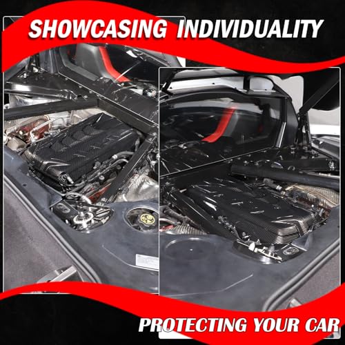 Image of for Corvette C8 Engine Cover Trim for Corvette C8 2020-2024 Engine Bay Protection Panel Cover Trim Exterior C8 Corvette Accessories ABS (Carbon Fiber Pattern)