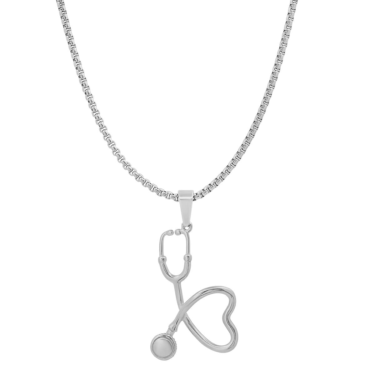 Steeltime 18K Gold Plated Stainless Steel Stethoscope Pendant Necklace