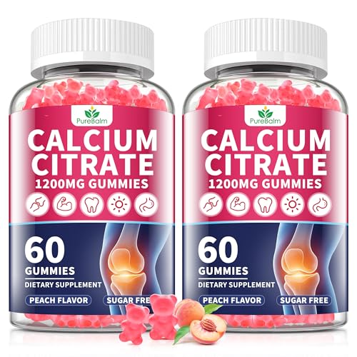 PureBalm Calcium Citrate 1200mg Gummies, 2 Pack (Peach)