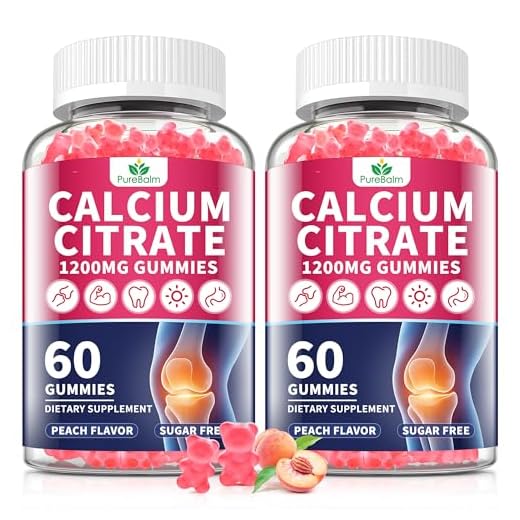 2 Pack-Calcium Citrate 1200mg Gummies for Women & Men,Pure Calcium Chews Supplement,Supports Bone,Teeth & Immune Health,High Absorption,Sugar Free,Vegan-Peach Flavor-60 Day Supply