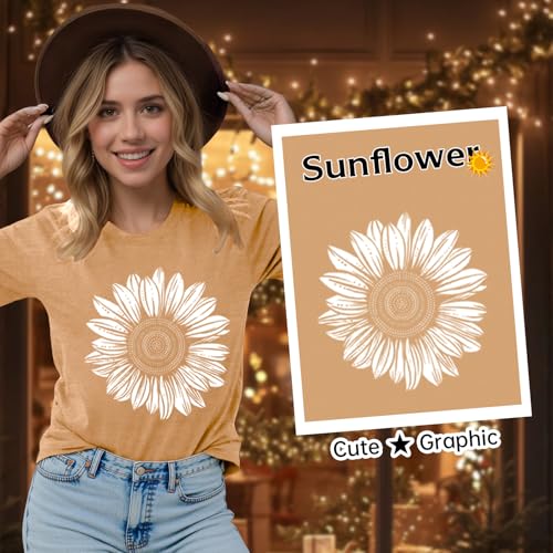 Women's Floral T-Shirts Graphic Loose Tees Sunflower Graphic Summer Short Sleeve Boho Casual Tops3