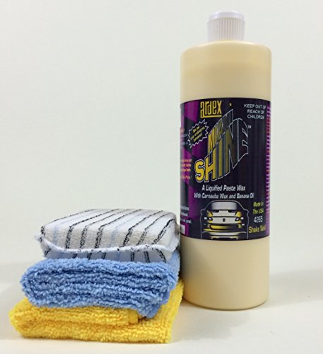 Ardex Miami Shine One Step Car Wax 32 oz - Professional Car Detailing Kit with Carnauba & Banana Oil - Easy On/Off Application - Includes 2 Microfiber Towels & Applicator - Heat & Salt Resistant