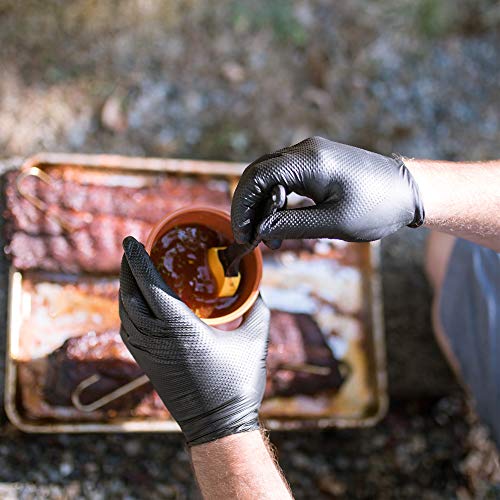 image for GLOVEWORKS HD Industrial Black Nitrile Gloves with Diamond Grip Case o