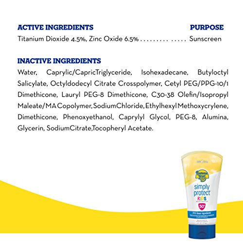 Image of Banana Boat Simply Protect Mineral-Based Sunscreen Lotion for Kids, SPF 50+, Tear Free, 25% Fewer Ingredients, 6oz.