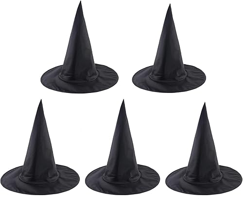 Paquete de 5 sombreros de bruja de Halloween para mujer, disfraz de mago, accesorios de disfraz de bruja para Halloween, fiesta de Navidad