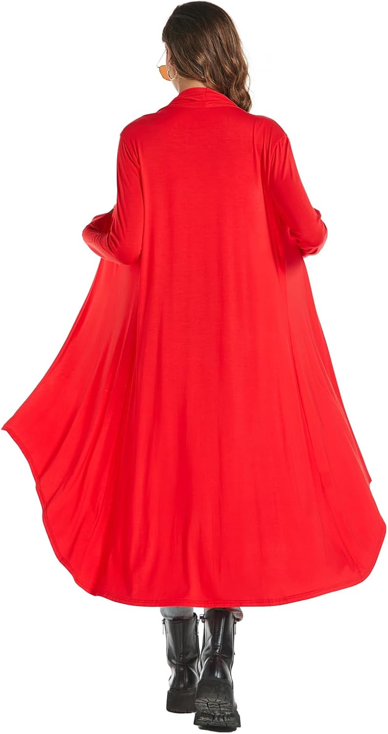 AvaCostume Womens Casual Lightweight Drae Long Sleeves Cardigan Front Open Maxi Dusters - Image 6