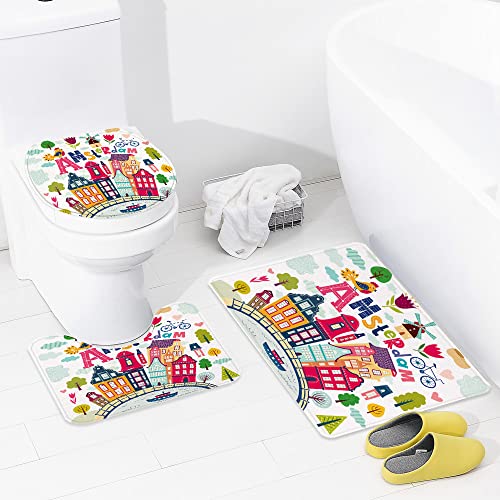 Badematte Badvorleger Set 3-TLG. Teppich, Illustration von Brick Wall Contemporary Artptrint 3D Vision Odd Modern Shabby… – Bild 4