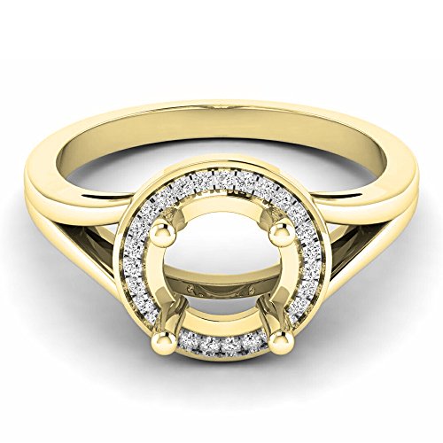 Dazzlingrock Collection 0.10 Cttw 14K Solid Gold Round Cut White Diamond Womens Bridal Semi Mount Engagement Ring 1/10 CT2