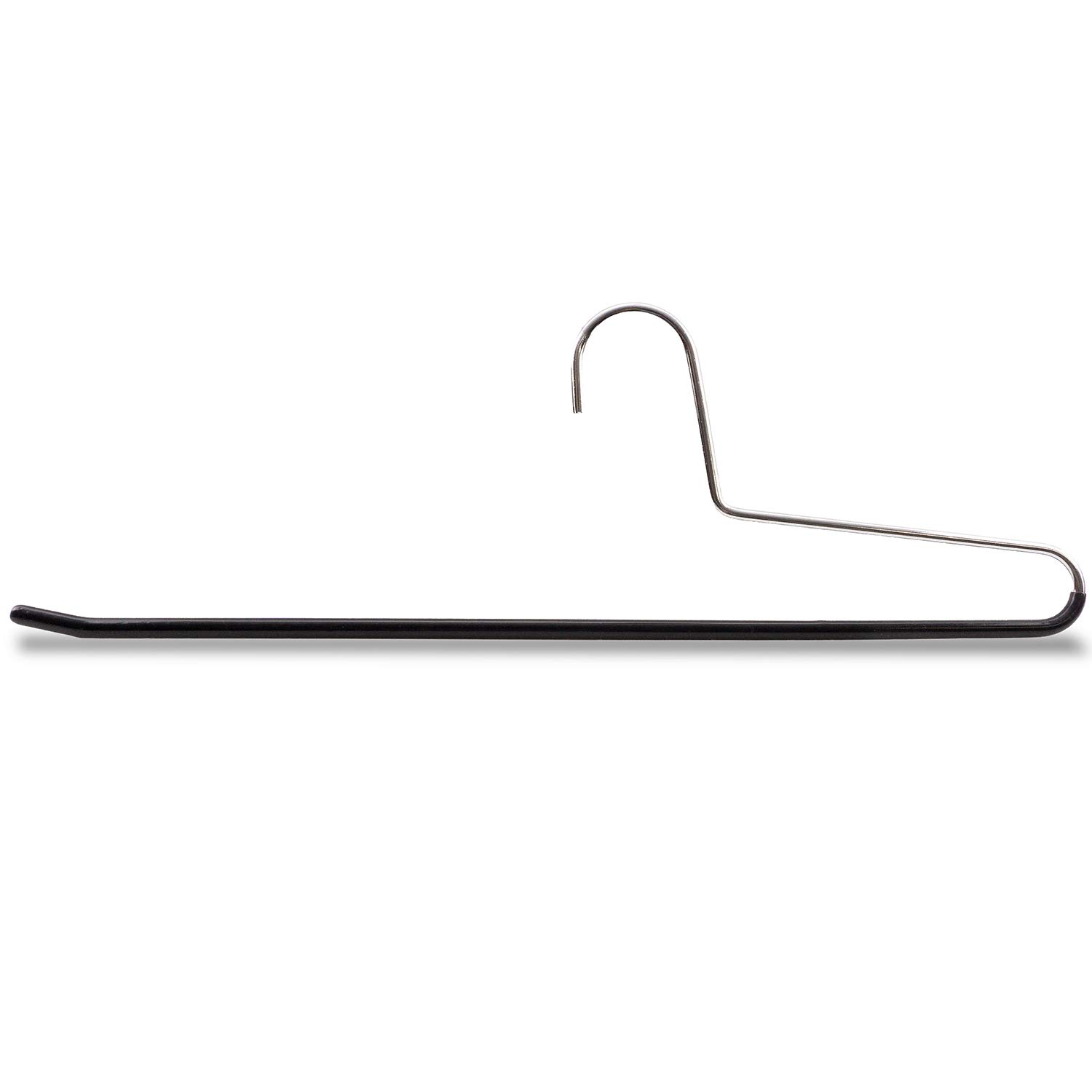 20 Stück hochwertige Hosenbügel aus Metall, rutschfeste Gummierung, EXTRA 40cm Länge, verchromt, schwarz