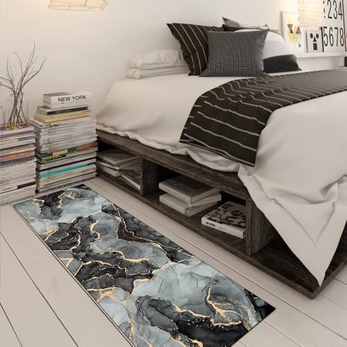 Alfombra de pasillo 50x180 cm abstracta gris lavable de poliéster 3