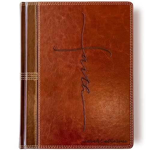Hand Illustrated and Laser Engraved NASB Journaling Bible, Reference Bible, Hard Cover Faux Leather over Board, Personalized Custom Name Engraving Available