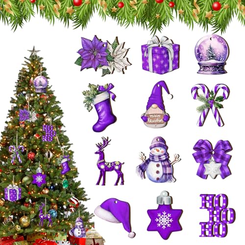 36 Stück Weihnachtsdeko Anhänger Lila Weihnachtsanhänger...